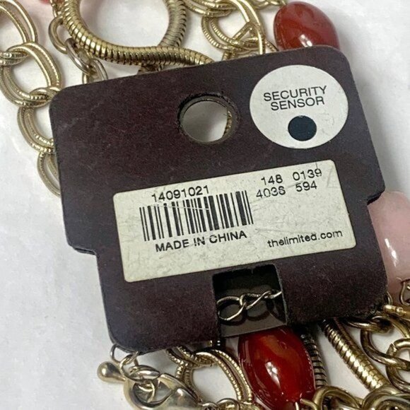 The Limited Pink Glass Bead Gold Tone 3 Strand Necklace - Picture 2 of 6